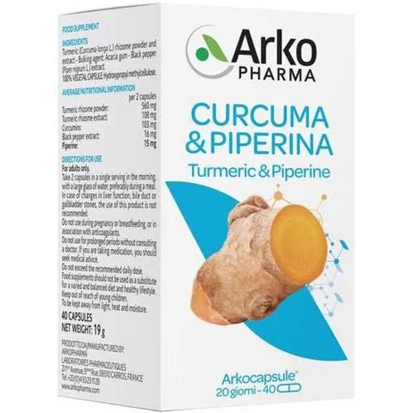 Arkocapsule Curcuma + Piperina 40 Capsule - Integratore Per Le Articolazioni-image