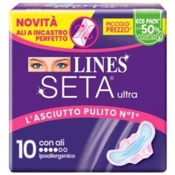 Lines Seta Ultra - 10 Assorbenti Con Ali Per Flussi Normali-image