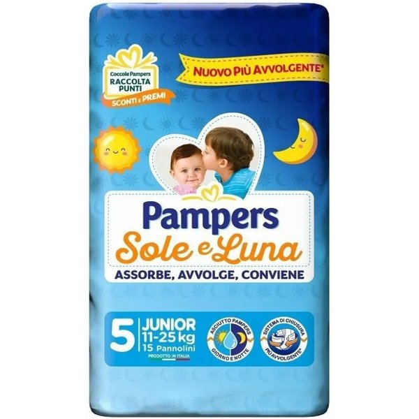Pampers Sole&Luna Junior - 15 Pannolini Taglia 5 (11-25 Kg)-image