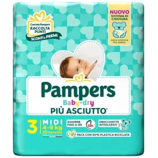 Pampers Baby Dry - 20 Pannolini Taglia 3 Midi (4-9 Kg)-image