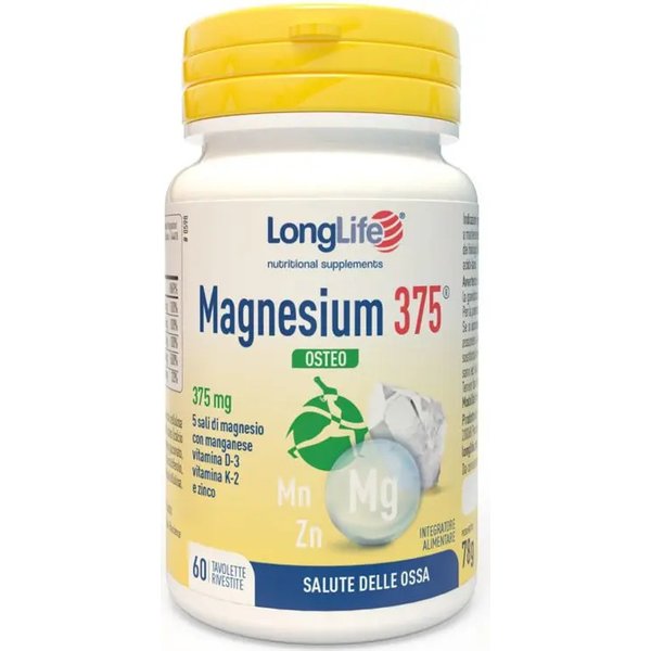 Longlife Magnesium 375 Osteo - Integratore Di Magnesio 60 Tavolette-image