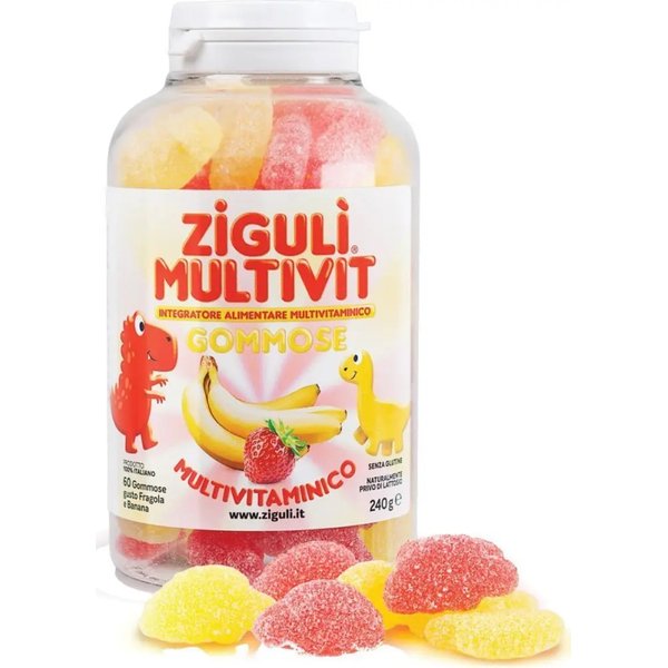 Ziguli Multivit 60 Gommose Gusto Fragola E Banana - Integratore Multivitaminico-image