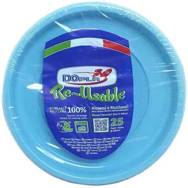 Dopla 25 Piatti Piani Riutilizzabili - Azzurro-image