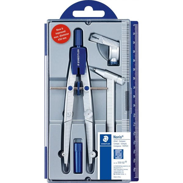 Staedtler Noris 550/02 - Compasso Scolastico In Metallo Con Prolunga-image