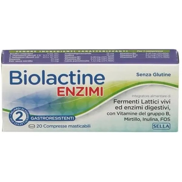 Biolactine Enzimi 20 Compresse - Integratore Di Fermenti Lattici-image