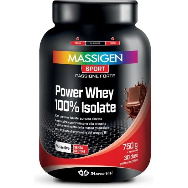 Massigen Sport Power Whey 100% Isolate Cioccolato 750G - Integratore Di Proteine-image