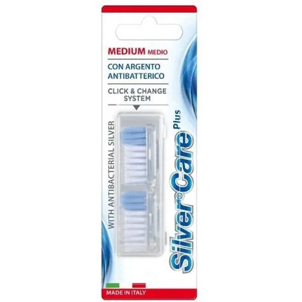 Silver Care 2 Testine Di Ricambio Antibatteriche Con Setole Medie-image
