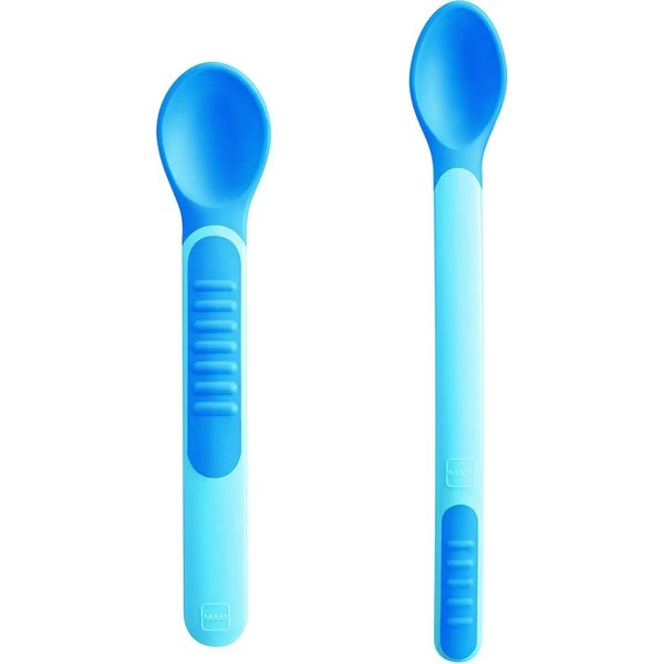 MAM Heat Sensitive Spoons & Cover - 2 Cucchiaini Con Coperchio 6M+ - Maschio-image