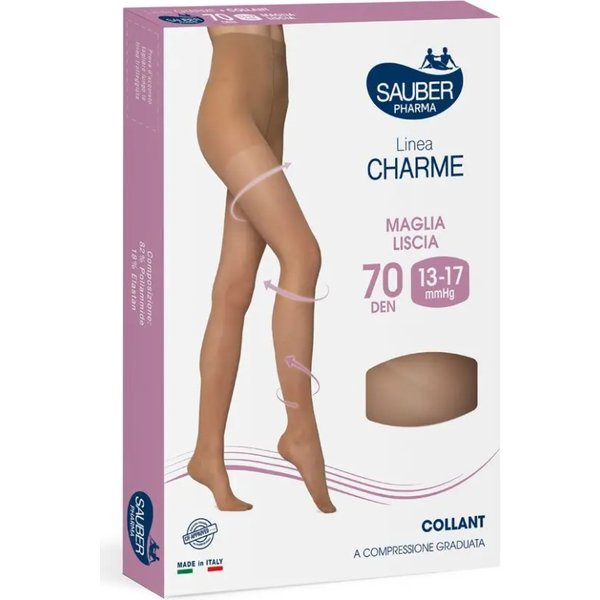 Sauber Linea Charme 70 Den - Collant Tuttonudo Maglia Liscia (13-17 Mmhg) - Taglia 4 Neutro-image