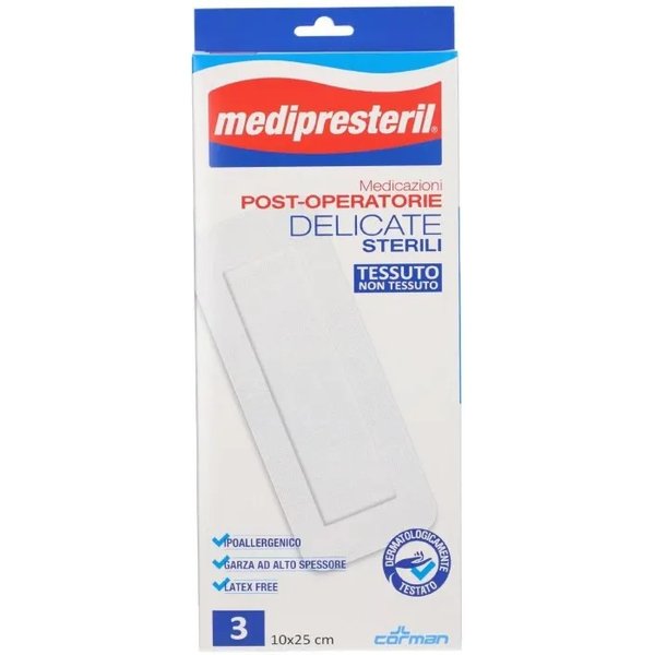 Medipresteril Medicazioni Post-Operatorie Delicate Sterili In Tessuto Non Tessuto - 3 Garze Da 10 X 25 Cm-image