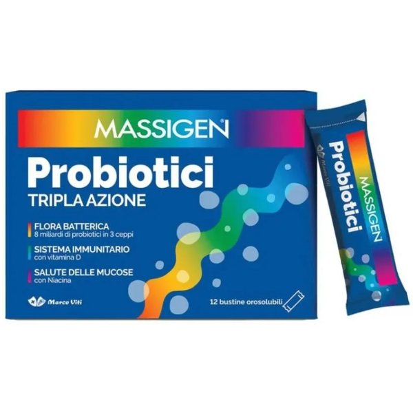 Massigen Probiotici Tripla Azione 12 Stickpack - Integratore Di Fermenti Lattici Vivi-image