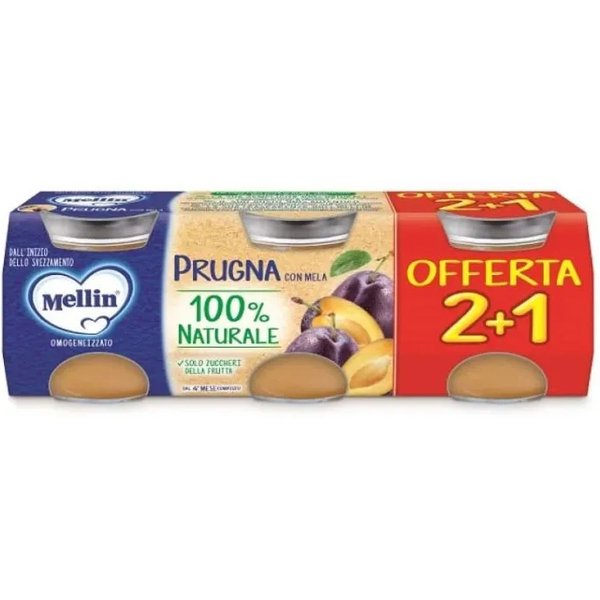 Mellin Prugna Con Mela 100% Naturale - 3 Omogeneizzati Da 100 G-image