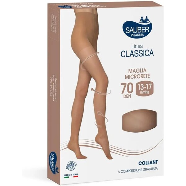 Sauber Linea Classica 70 Den - Collant Maglia Microrete (13-17 Mmhg) - Taglia 2 Beige-image