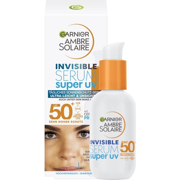 Garnier Crema Solare Viso 50+ Spf Siero Ambre Solaire Invisible Serum Super Uv Protezione Molto Alta 30 Ml-image