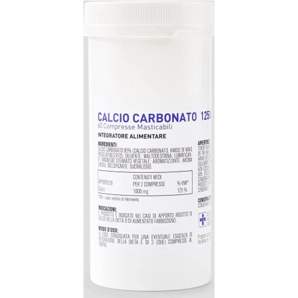 Calcio Carbonato 1250 Mg - Integratore Vitaminico 60 Compresse-image