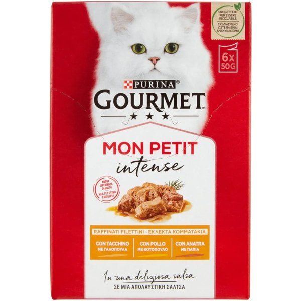 Purina Mon Petit Intense Anatra, Pollo, Tacchino - Cibo Umido Per Gatti 6X50 G-image