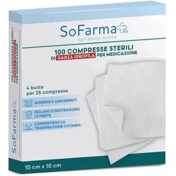 Compresse Sterili Di Garza Idrofila Per Medicazione - 100 Compresse Da 10 X 10 Cm-image