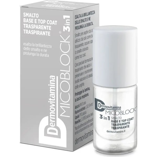 Dermovitamina Micoblock 3 In 1 - Smalto Base E Top Coat Trasparente 5 Ml-image