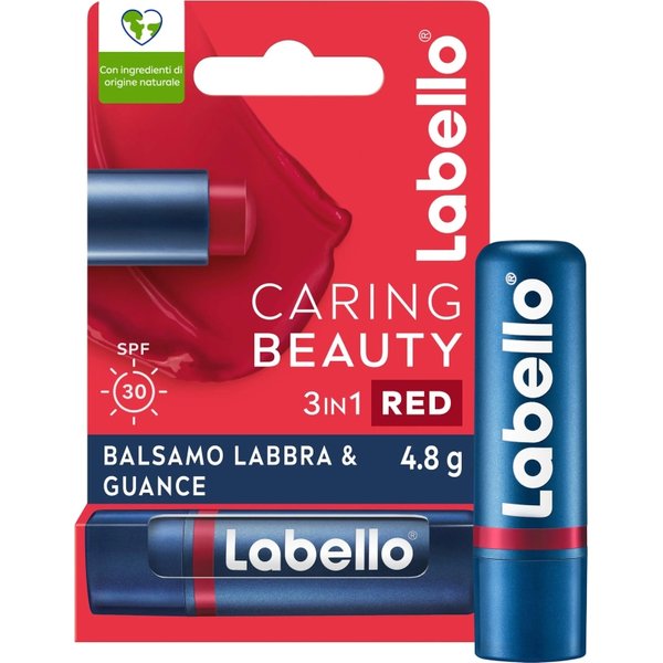 Labello Caring Beauty SPF30 - Balsamo Labbra & Guance 3In1 - Rosso-image