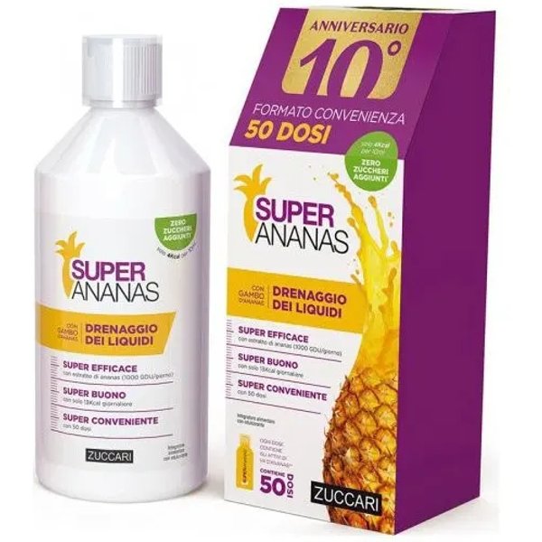 Zuccari Super Ananas 500 Ml - Integratore Per Il Drenaggio Dei Liquidi-image