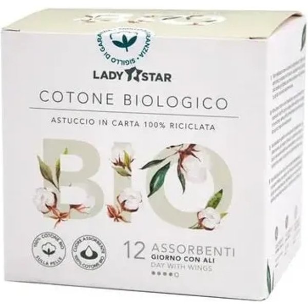 Lady Star 12 Assorbenti Giorno Con Ali In Cotone Biologico-image