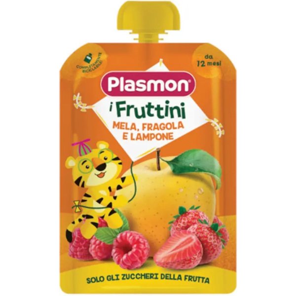 Plasmon I Fruttini Mela Fragola Lampone - Merenda Per L'infanzia 130 G-image