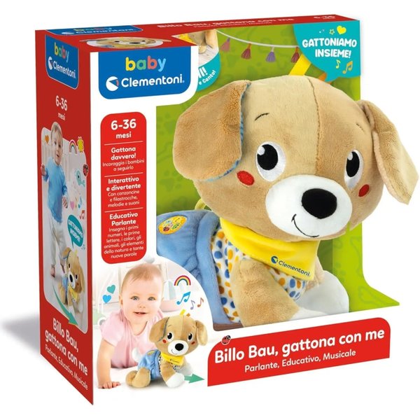 Clementoni Billo Bau, Gattona Con Me - Peluche Interattivo Parlante 6-36 Mesi-image