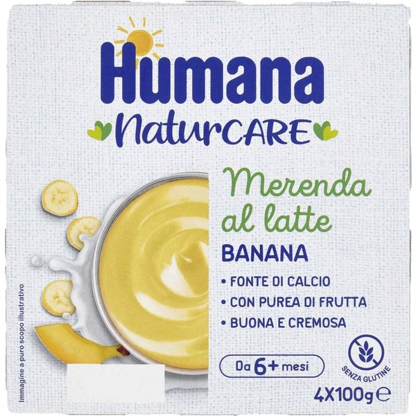 Humana Merenda Al Latte Gusto Banana - Merenda Per Bambini 4 X 100 G-image