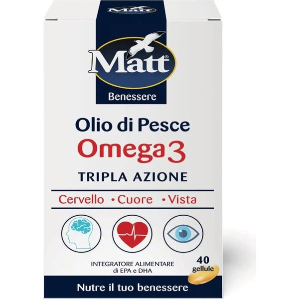 Olio Di Pesce Omega 3 - Integratore Per La Funzione Cardiaca 40 Gellule-image
