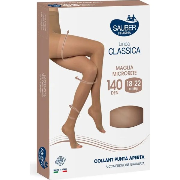 Sauber Linea Classica 140 Den - Collant Punta Aperta Maglia Microrete (18-22 Mmhg)-image
