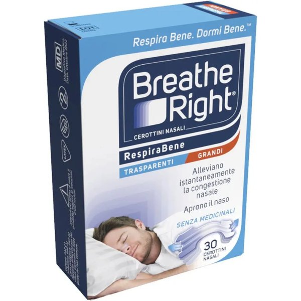 Breathe Right Respirabene Trasparenti - 30 Cerottini Nasali Grandi-image