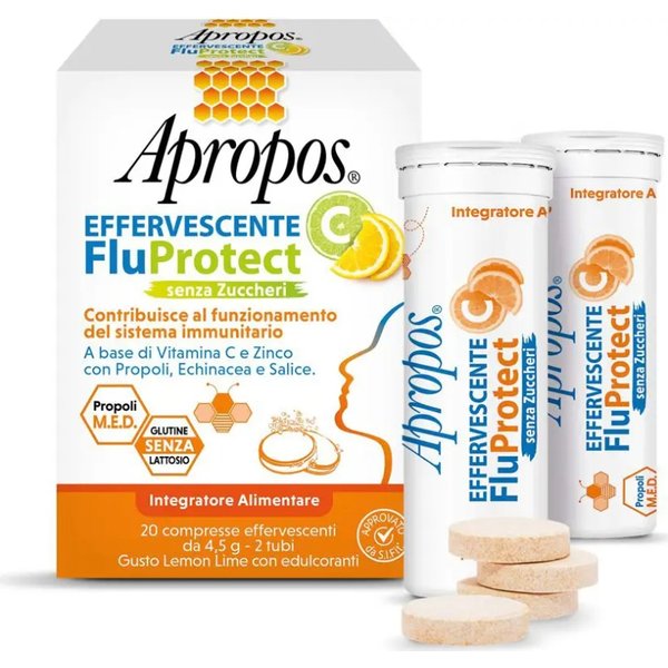 Apropos Effervescente C Fluprotect Senza Zuccheri 20 Compresse - Integratore Immunostimolante-image