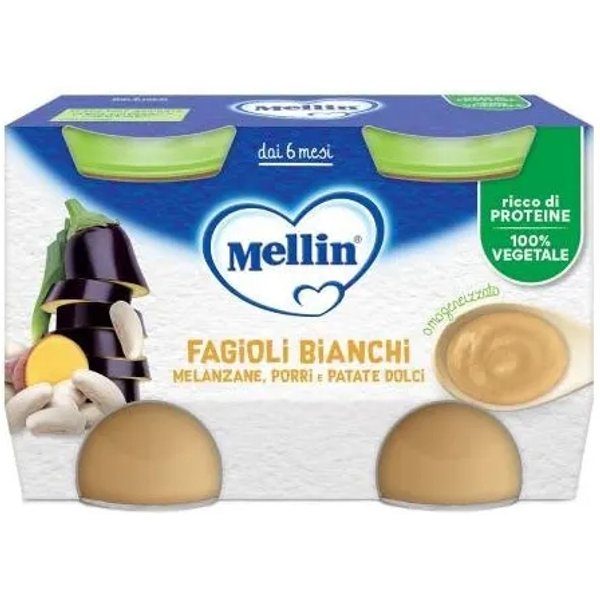 Mellin Omogeneizzato Fagioli Bianchi Con Melanzane, Porri E Patate Dolci 130 G-image