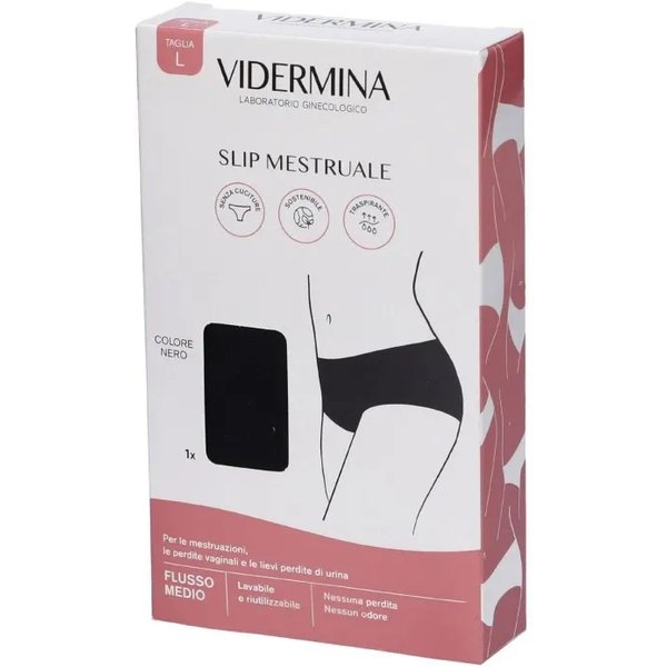 Vidermina Slip Mestruale Flusso Medio Nero Taglia L-image