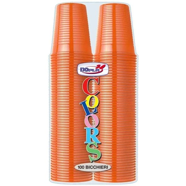 Dopla Colors - 100 Bicchieri Arancioni In Polistirene Da 200 Ml-image