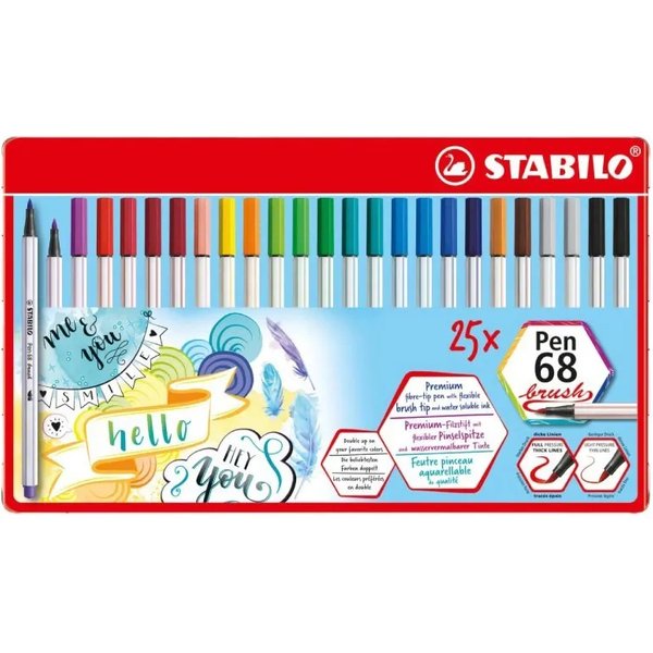 Stabilo Pen 68 Brush - 25 Pennarelli Con Punta A Pennello-image