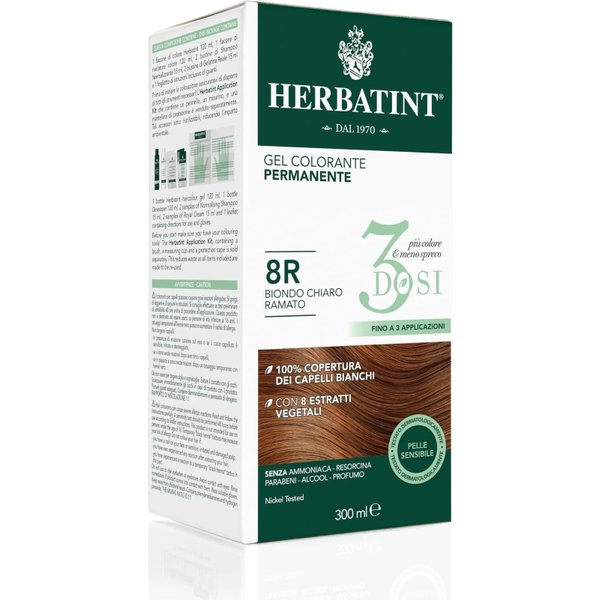 Herbatint 3 Dosi - Gel Colorante Permanente 300 Ml - 8R Biondo Chiaro Ramato-image