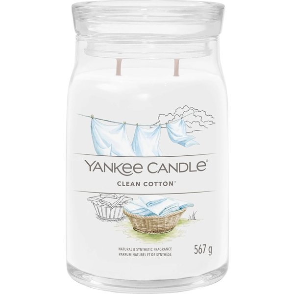 Yankee Candle Clean Cotton - Candela Signature Jar Profumata Grande-image