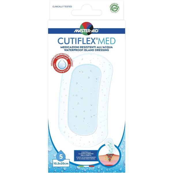 Cutiflex Med - 5 Medicazioni Trasparenti E Impermeabili 10,5X20 Cm-image