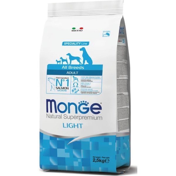 Monge All Breeds Adult Light - Cibo Secco Per Cani Salmone E Riso 12 Kg-image