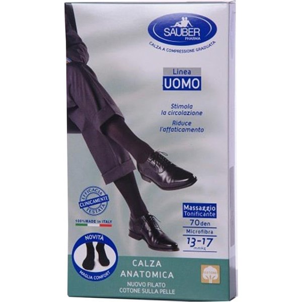 Sauber Linea Uomo 70 Den - Calza Anatomica Filato Qskin (13-17 Mmhg) - Taglia M Nero-image
