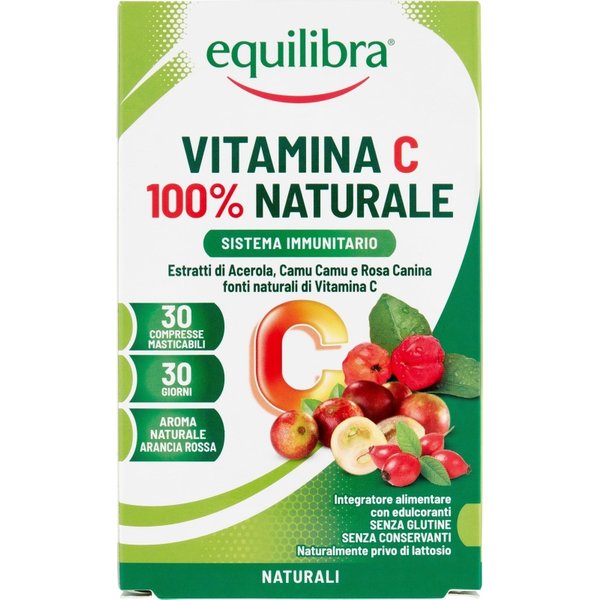 Equilibra Vitamina C 100% Naturale 30 Compresse Masticabili - Integratore Di Vitamina C-image