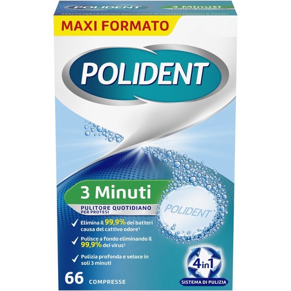 Polident 3 Minuti - Pulitore Quotidiano Per Protesi 66 Compresse-image