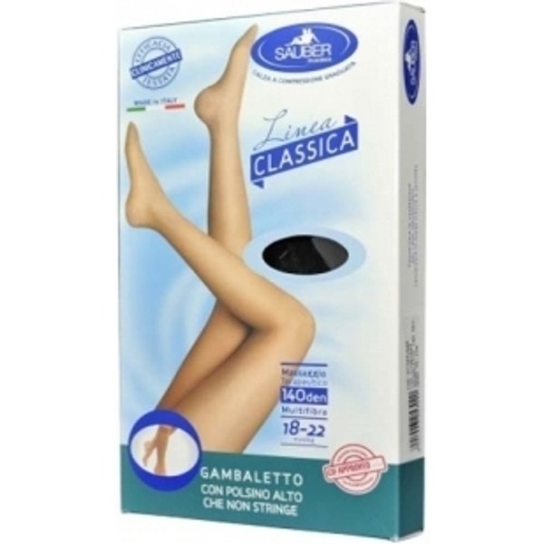 Sauber Linea Classica 140 Den - Gambaletto Maglia Microrete (18-22 Mmhg) - Taglia 3 Nero-image
