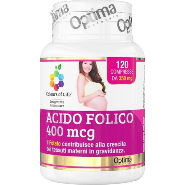 Colours Of Life Optima Naturals Acido Folico 400 Mcg - Integratore Per La Gravidanza 120 Compresse-image