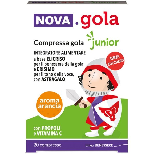Nova.Gola Junior Gusto Arancia 20 Compresse - Integratore Per La Gola E Il Tono Della Voce-image