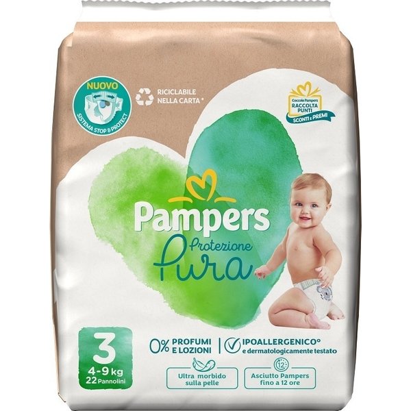 Procter & Gamble Pampers Protezione Pura - 22 Pannolini Taglia3 (4-9 Kg)-image