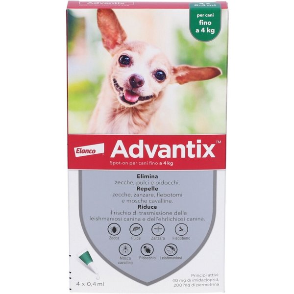 Advantix Spot On - 4 Pipette 0,4 Ml Per Cani Fino A 4 Kg-image