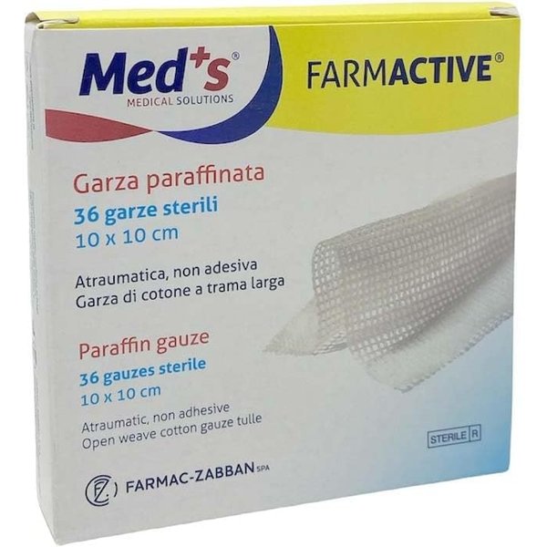Med's Farmactive - 36 Garze Paraffinate Sterili Per Ustioni Ferite E Scottature 10 X 10 Cm-image