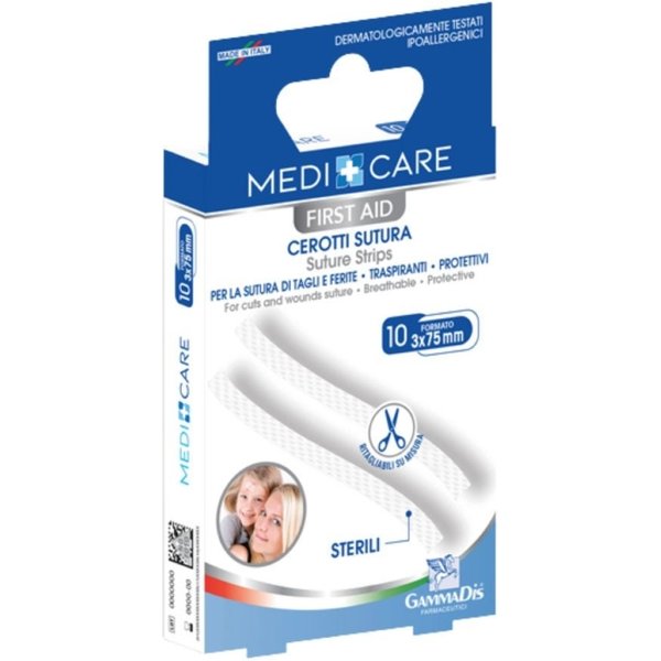 Medicare 10 Cerotti Per La Sutura Di Tagli E Ferite 3 X 75Mm-image